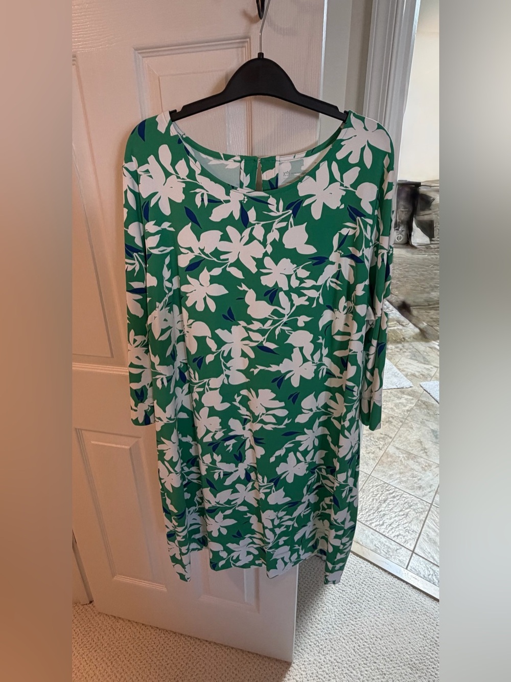 Southern Tide Green Floral Shift Dress - White Floral Print